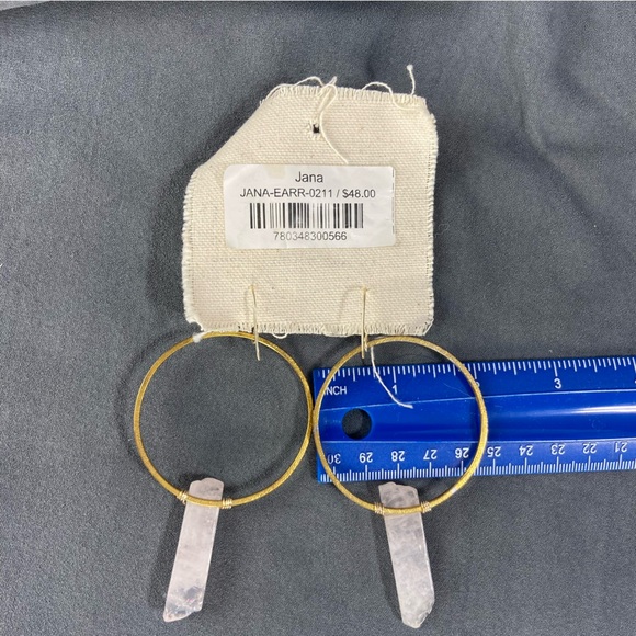 New NWT Leslie Curtis Jana Handcrafted Gold Tone Quartz Hoop Earrings - Picture 4 of 6